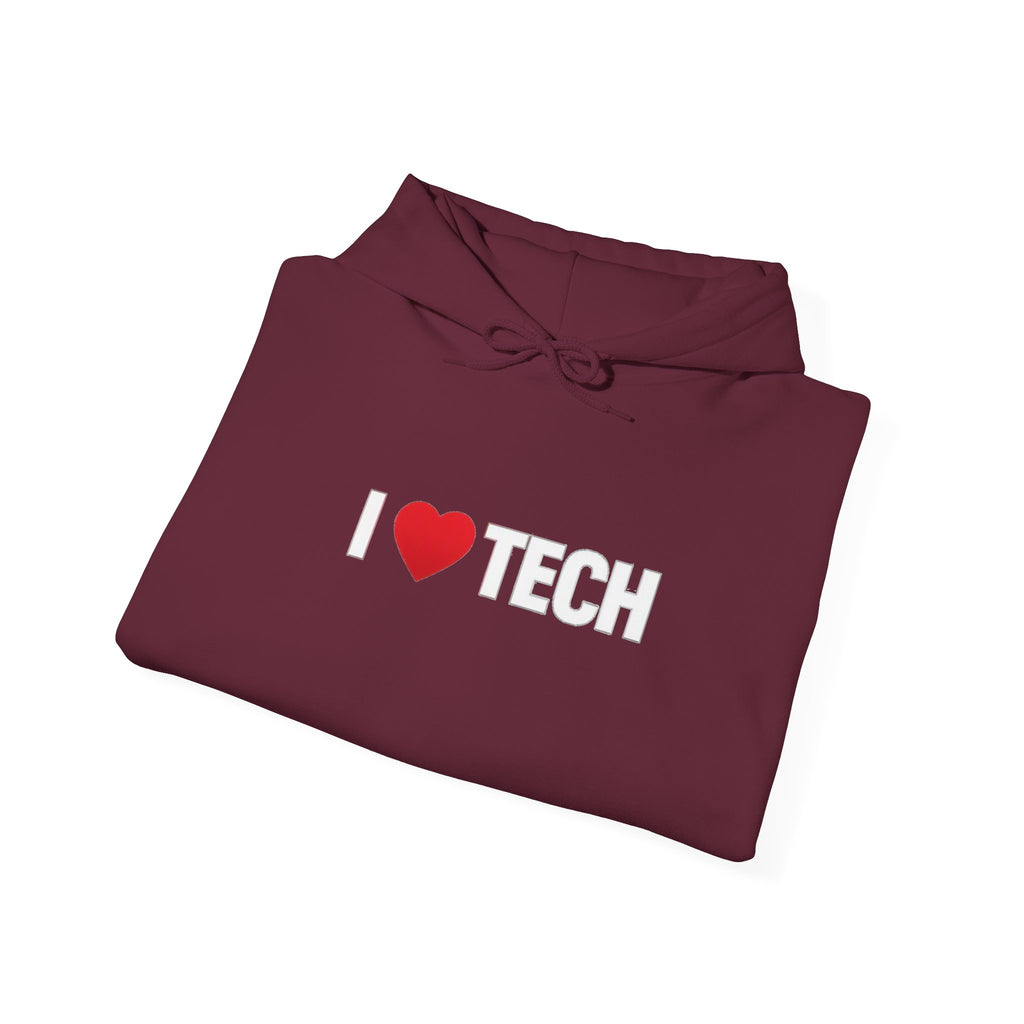 I  Tech Hoodie — "I Love Tech" Graphic Pullover for Tech Lovers