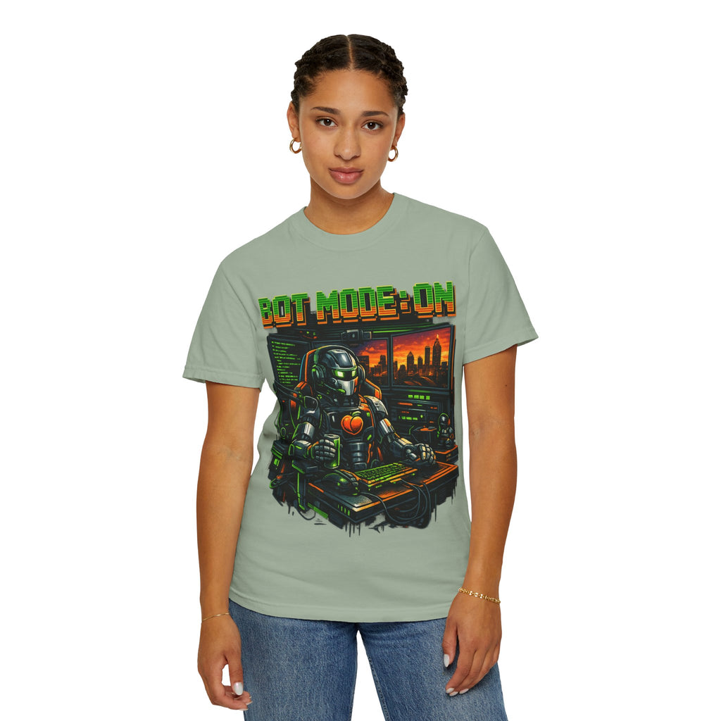 Bot Mode On T-Shirt — Retro Cyberpunk Robot Gamer Tee