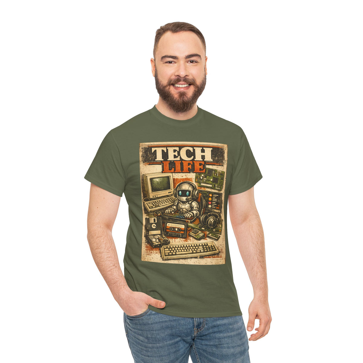 Tech Life T-Shirt — Retro Computer & Gadget Graphic Tee for Geeks
