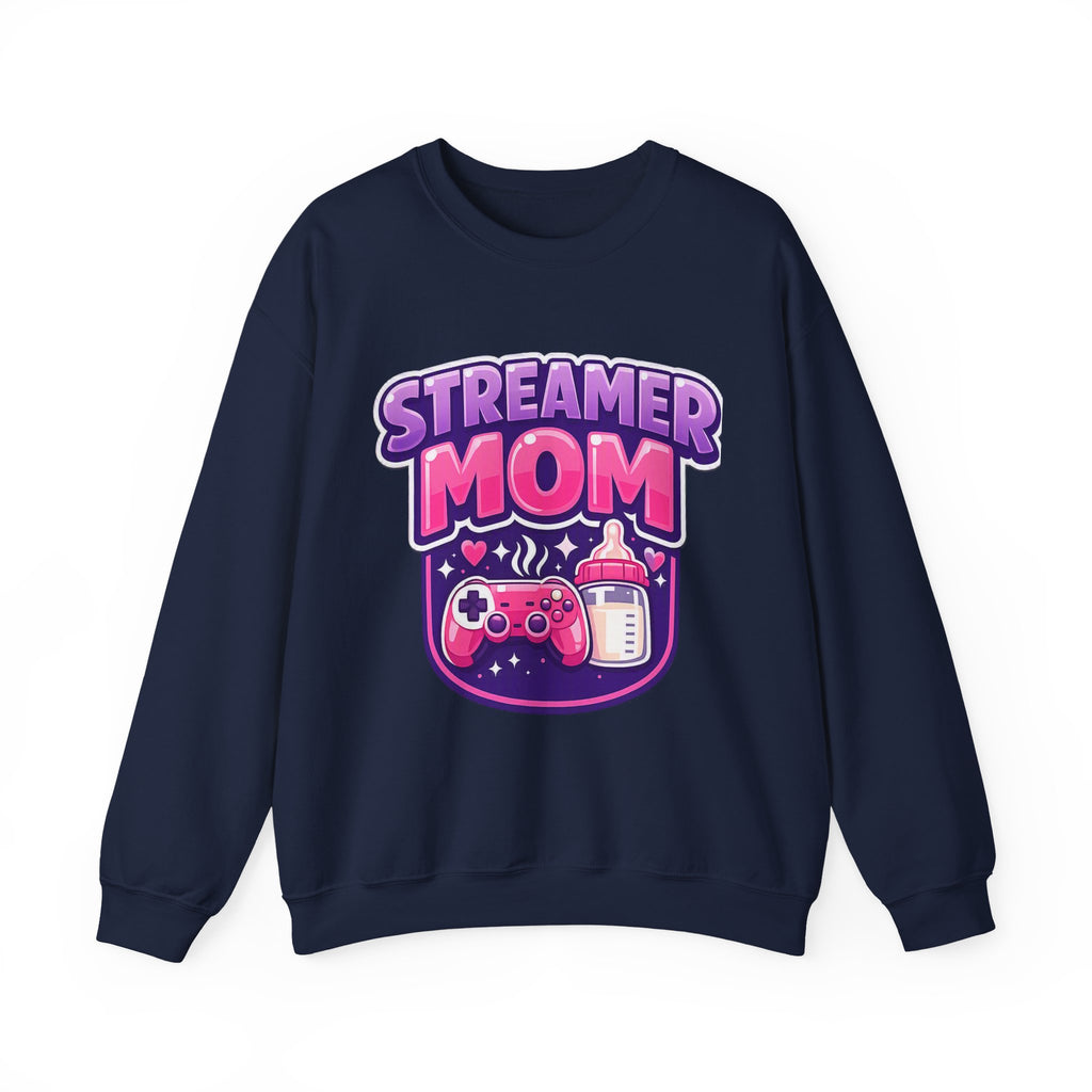 Streamer Mom Sweatshirt — Gamer Mom Crewneck with Controller & Baby Bottle Design