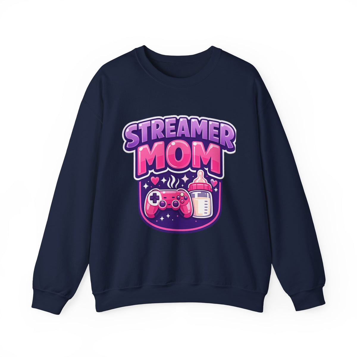 Streamer Mom Sweatshirt — Gamer Mom Crewneck with Controller & Baby Bottle Design