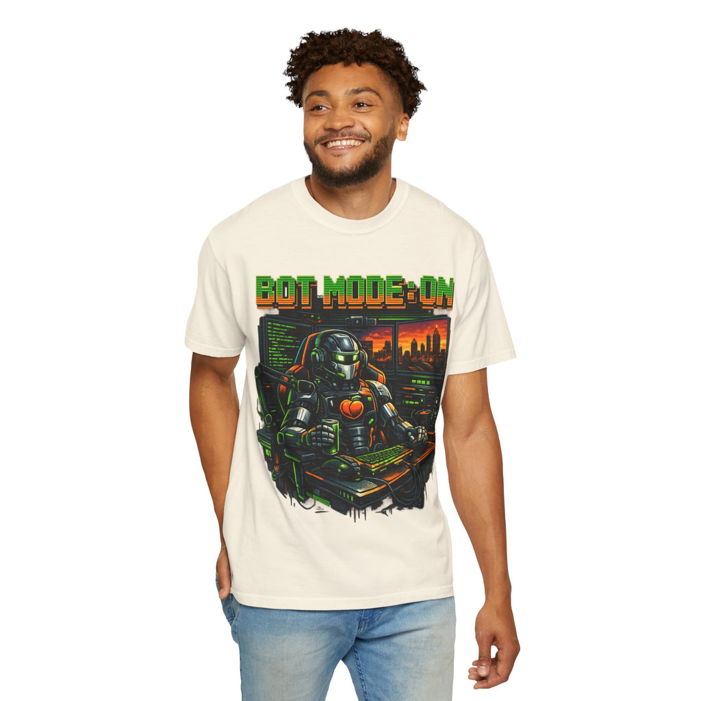 Bot Mode On T-Shirt — Retro Cyberpunk Robot Gamer Tee