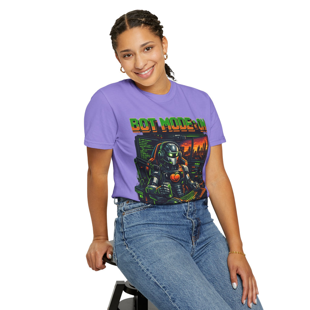 Bot Mode On T-Shirt — Retro Cyberpunk Robot Gamer Tee