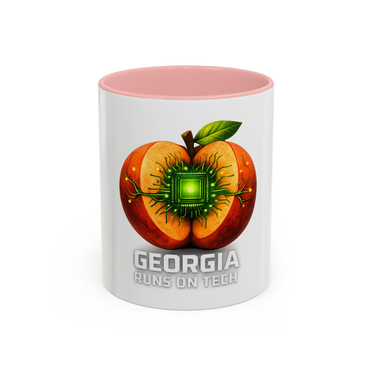 Accent Mug — "Georgia Runs on Tech" Peach Tech Coffee Mug (11/15oz)