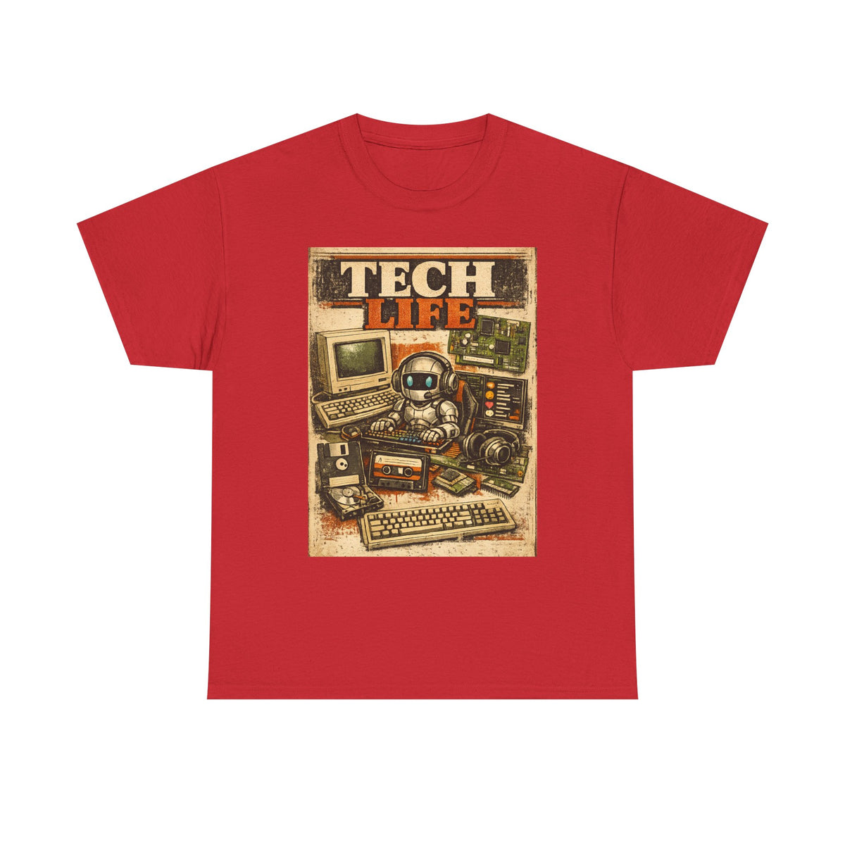 Tech Life T-Shirt — Retro Computer & Gadget Graphic Tee for Geeks