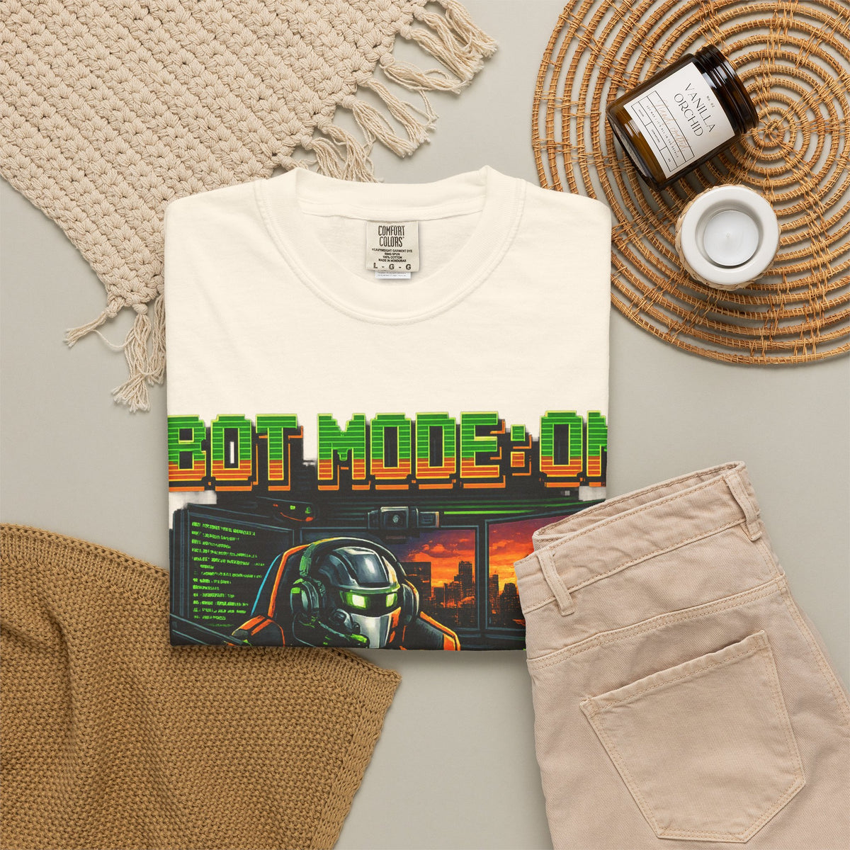 Bot Mode On T-Shirt — Retro Cyberpunk Robot Gamer Tee