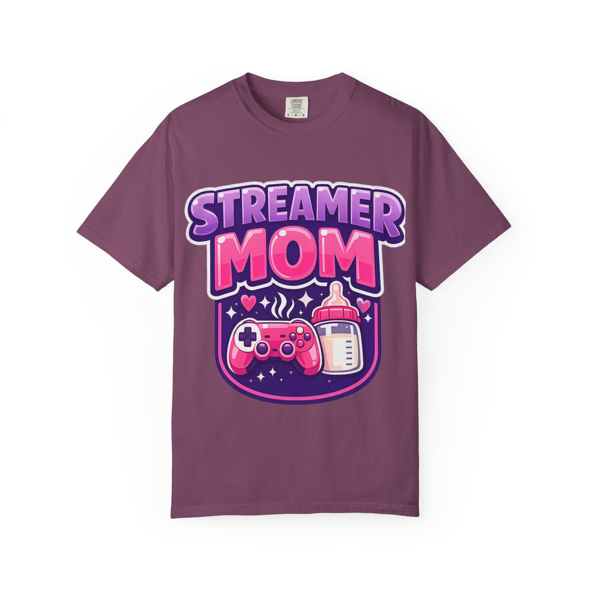 Streamer Mom T-Shirt — Gamer Mom Graphic Tee with Controller & Baby Bottle