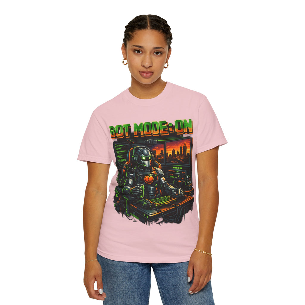 Bot Mode On T-Shirt — Retro Cyberpunk Robot Gamer Tee