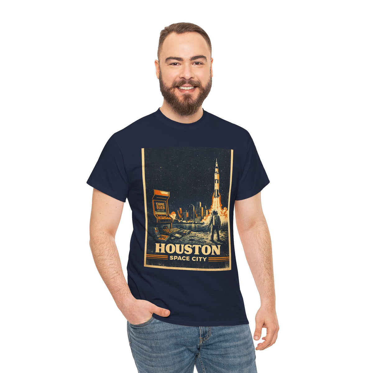 Houston Space City Rocket Launch Vintage T-Shirt