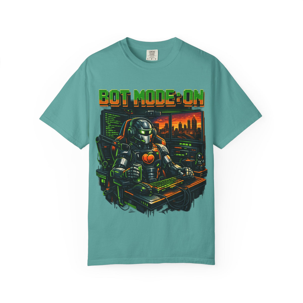 Bot Mode On T-Shirt — Retro Cyberpunk Robot Gamer Tee