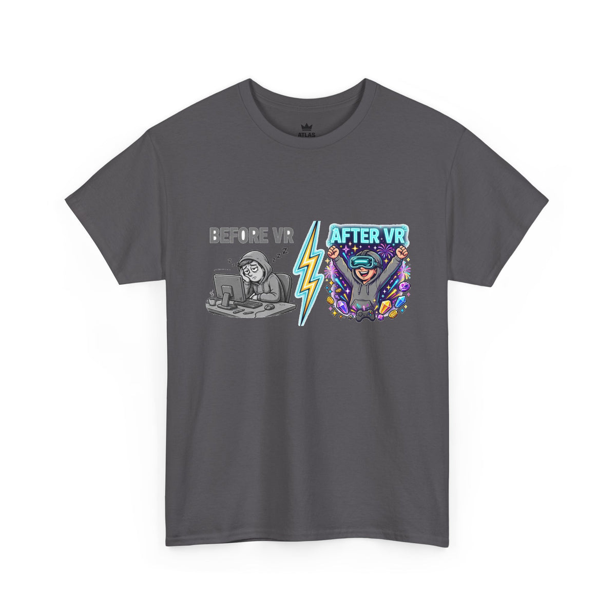 Before VR / After VR T-Shirt — Funny Gamer VR Reality Contrast Tee