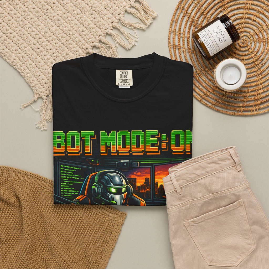 Bot Mode On T-Shirt — Retro Cyberpunk Robot Gamer Tee