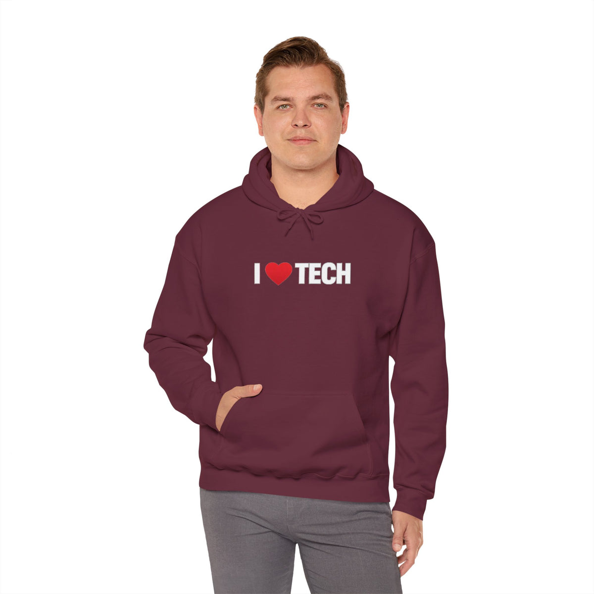 I  Tech Hoodie — "I Love Tech" Graphic Pullover for Tech Lovers