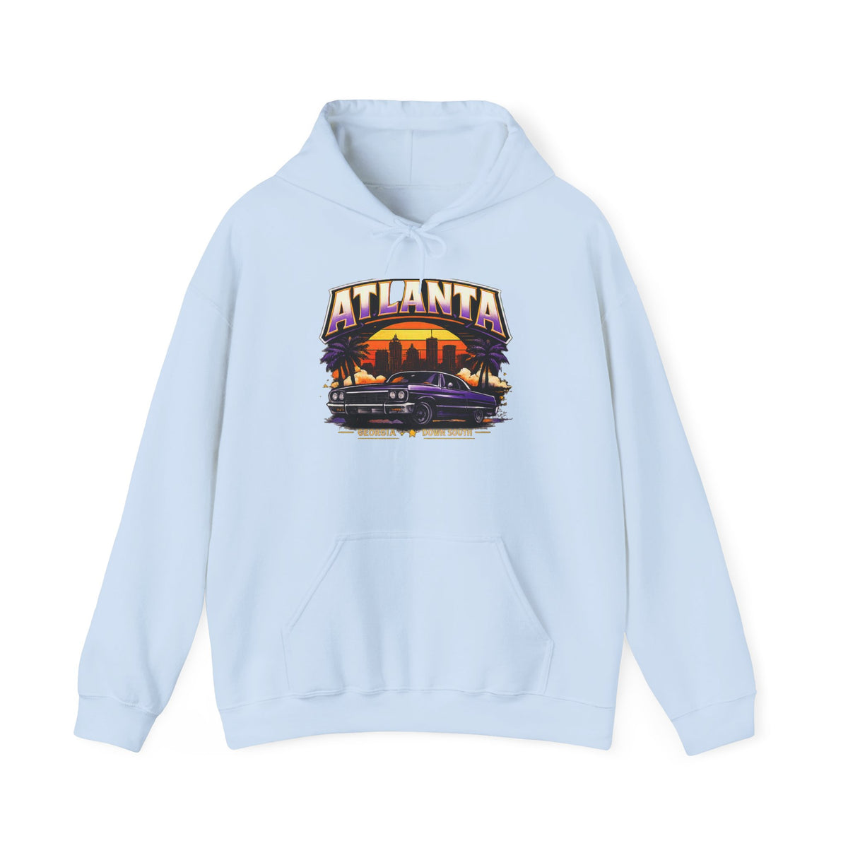 Atlanta Vintage Sunset Hoodie - Retro Car & Skyline Pullover