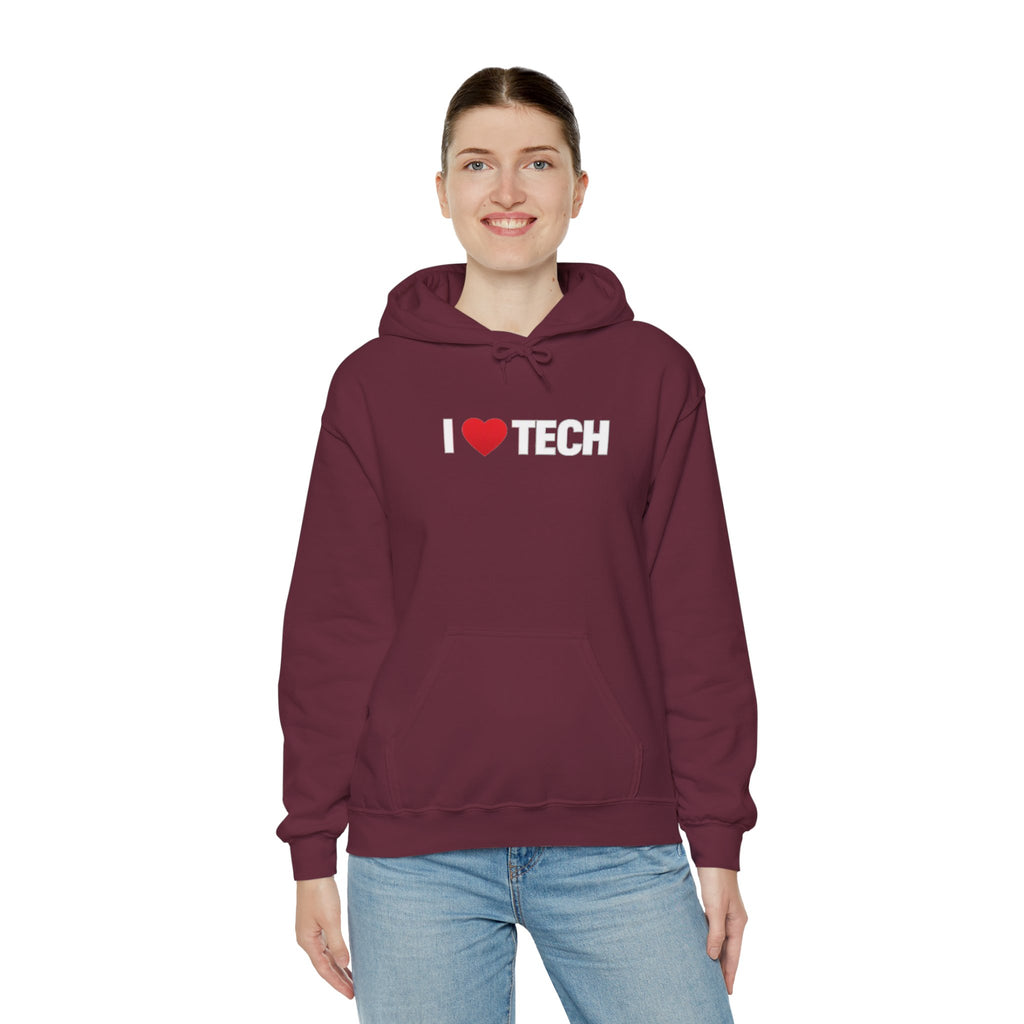 I  Tech Hoodie — "I Love Tech" Graphic Pullover for Tech Lovers