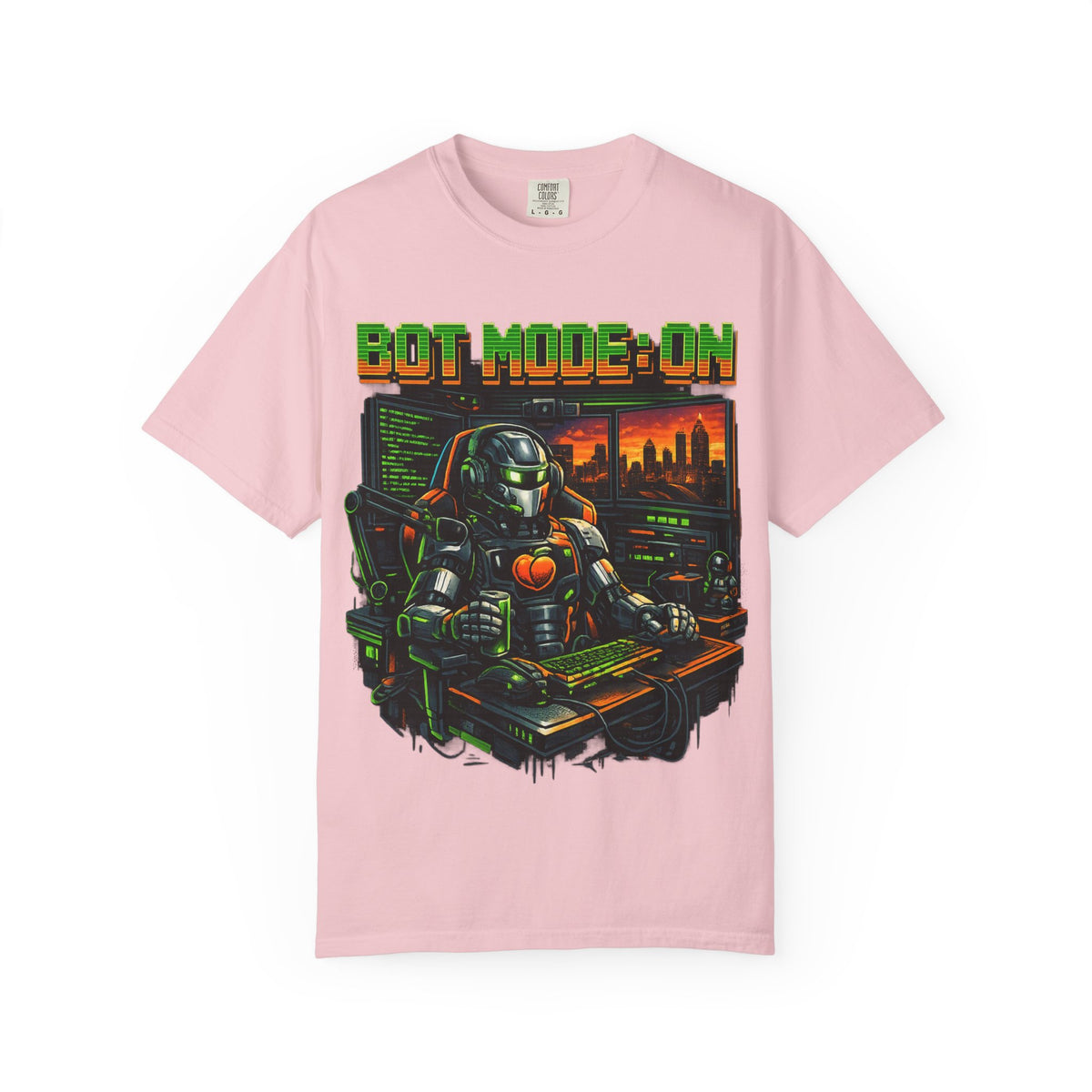 Bot Mode On T-Shirt — Retro Cyberpunk Robot Gamer Tee