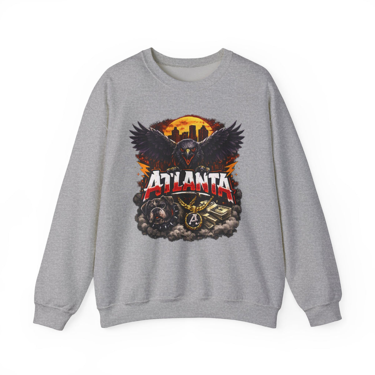 Atlanta Raven Graphic Sweatshirt – City Skyline Vintage Motorcycle Design