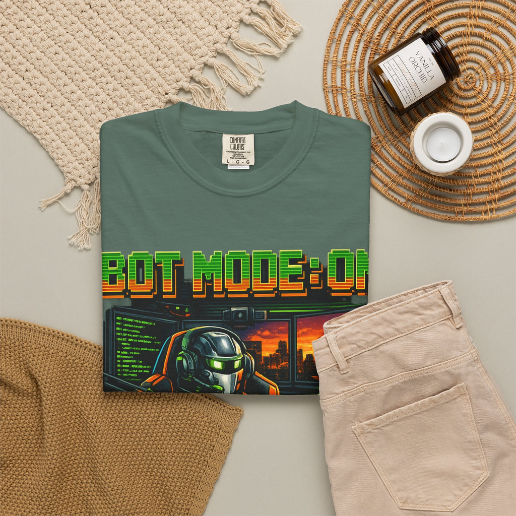 Bot Mode On T-Shirt — Retro Cyberpunk Robot Gamer Tee