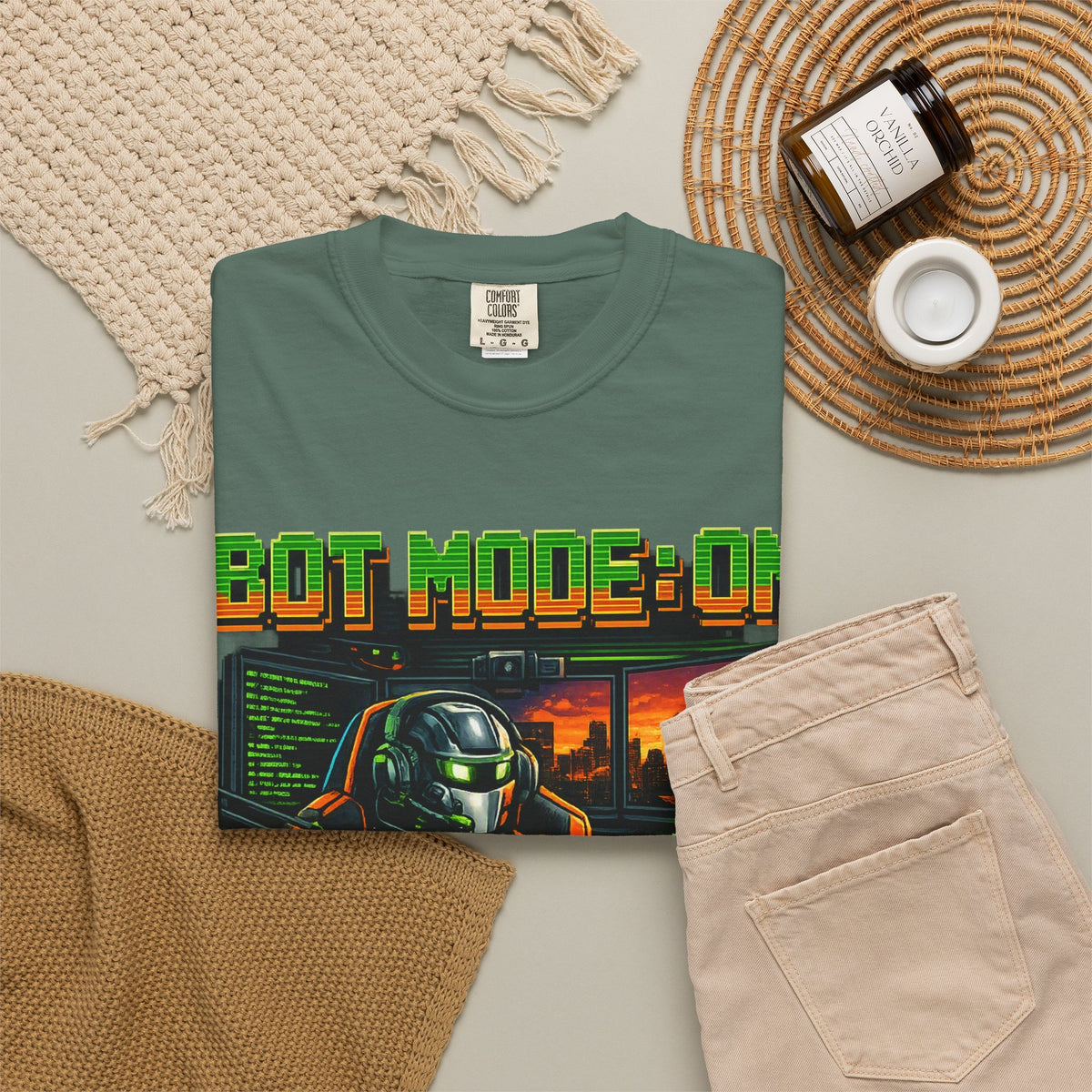 Bot Mode On T-Shirt — Retro Cyberpunk Robot Gamer Tee