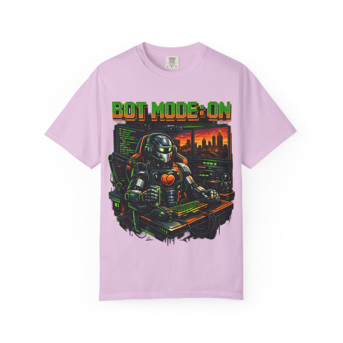Bot Mode On T-Shirt — Retro Cyberpunk Robot Gamer Tee