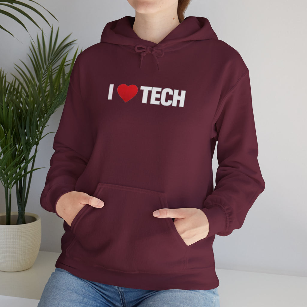 I  Tech Hoodie — "I Love Tech" Graphic Pullover for Tech Lovers