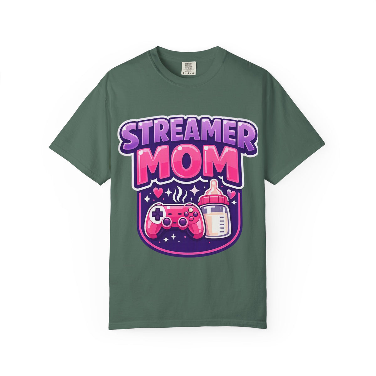 Streamer Mom T-Shirt — Gamer Mom Graphic Tee with Controller & Baby Bottle