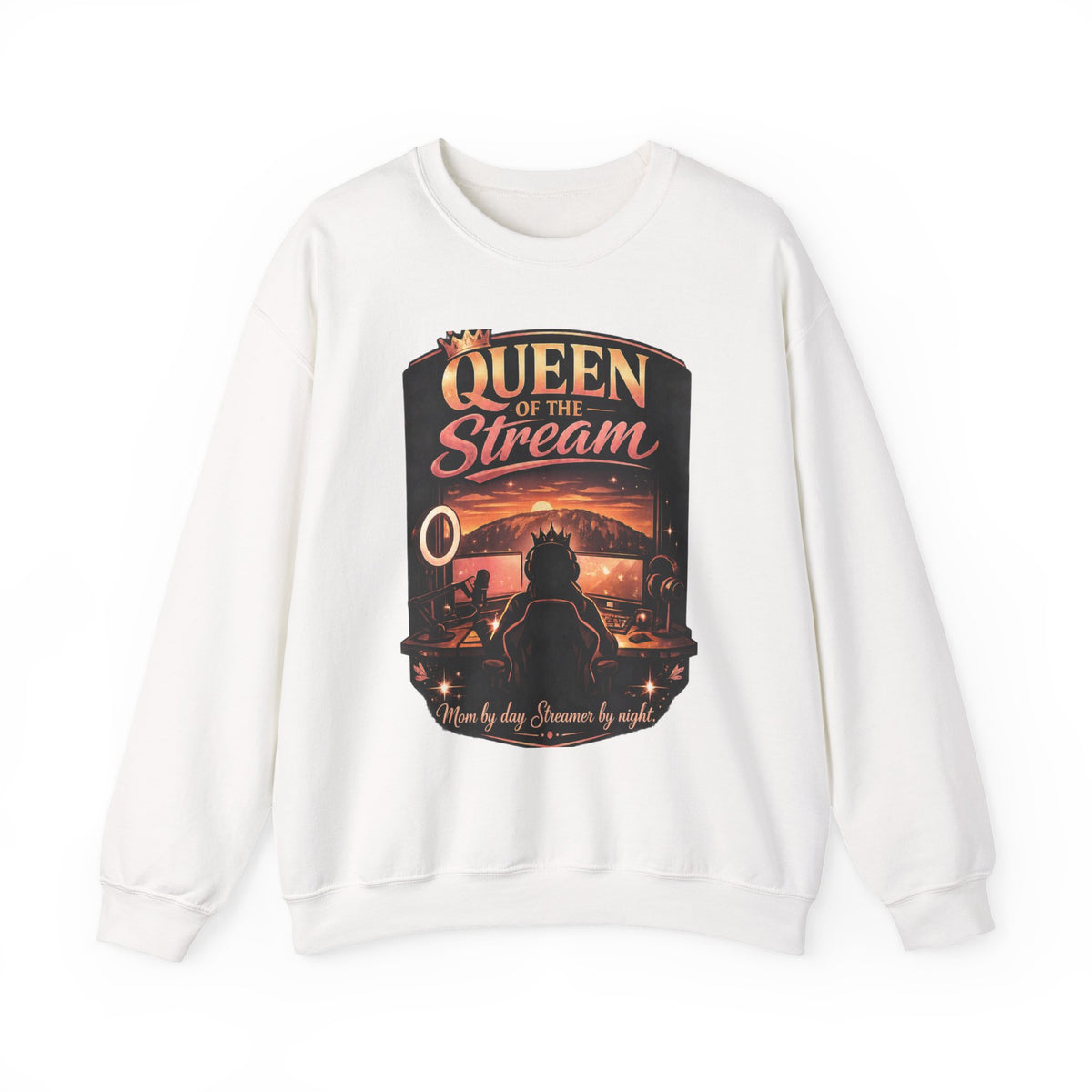 Queen of the Stream Crewneck Sweatshirt — Gamer Streaming Retro Design