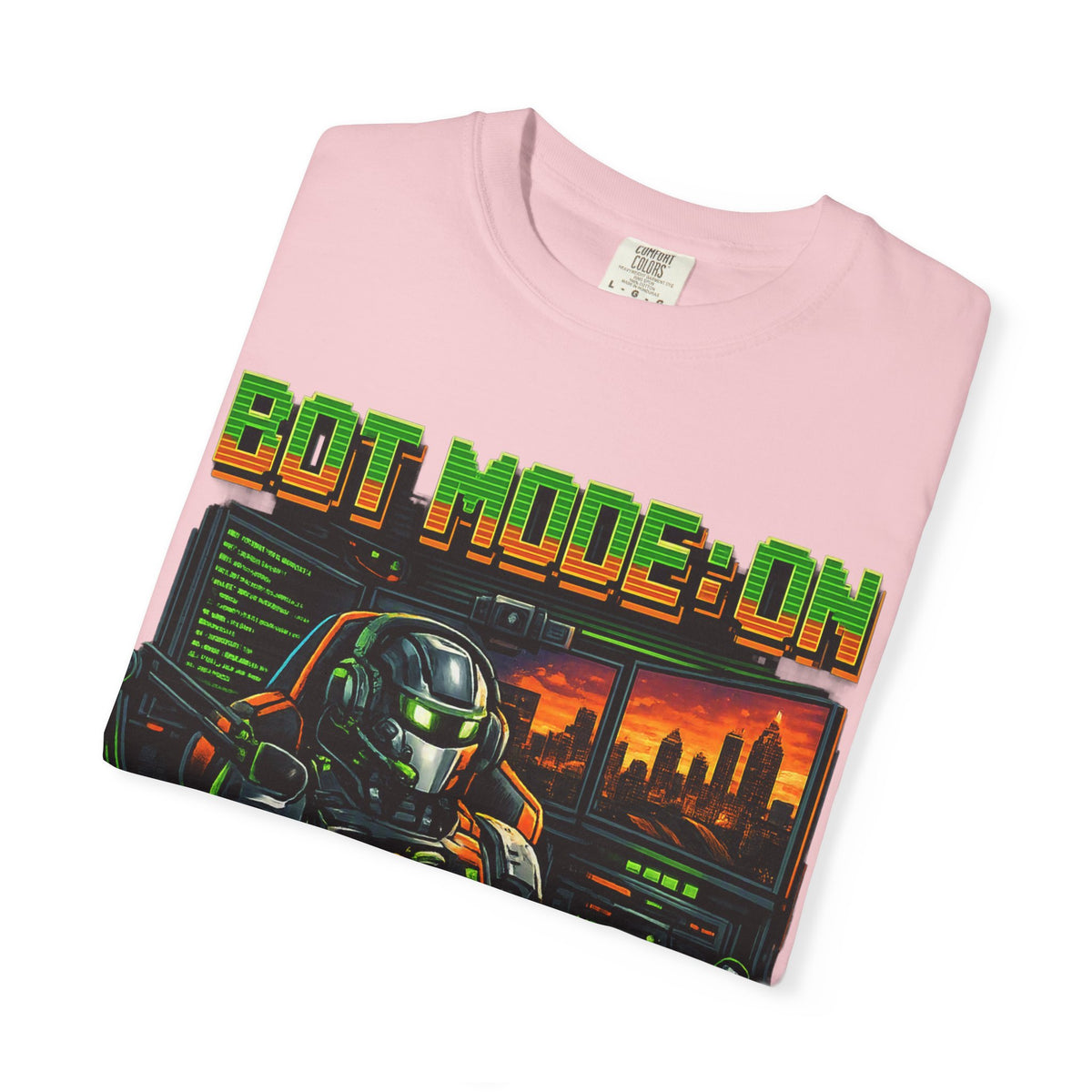 Bot Mode On T-Shirt — Retro Cyberpunk Robot Gamer Tee