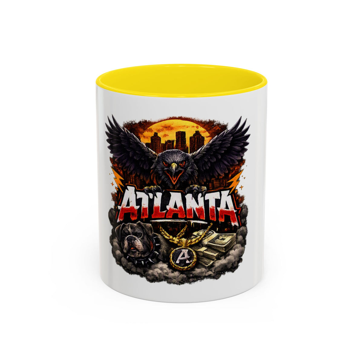 Atlanta Raven Graphic Coffee Mug – City Skyline, Money & Bold Team Vibe (11/15oz)