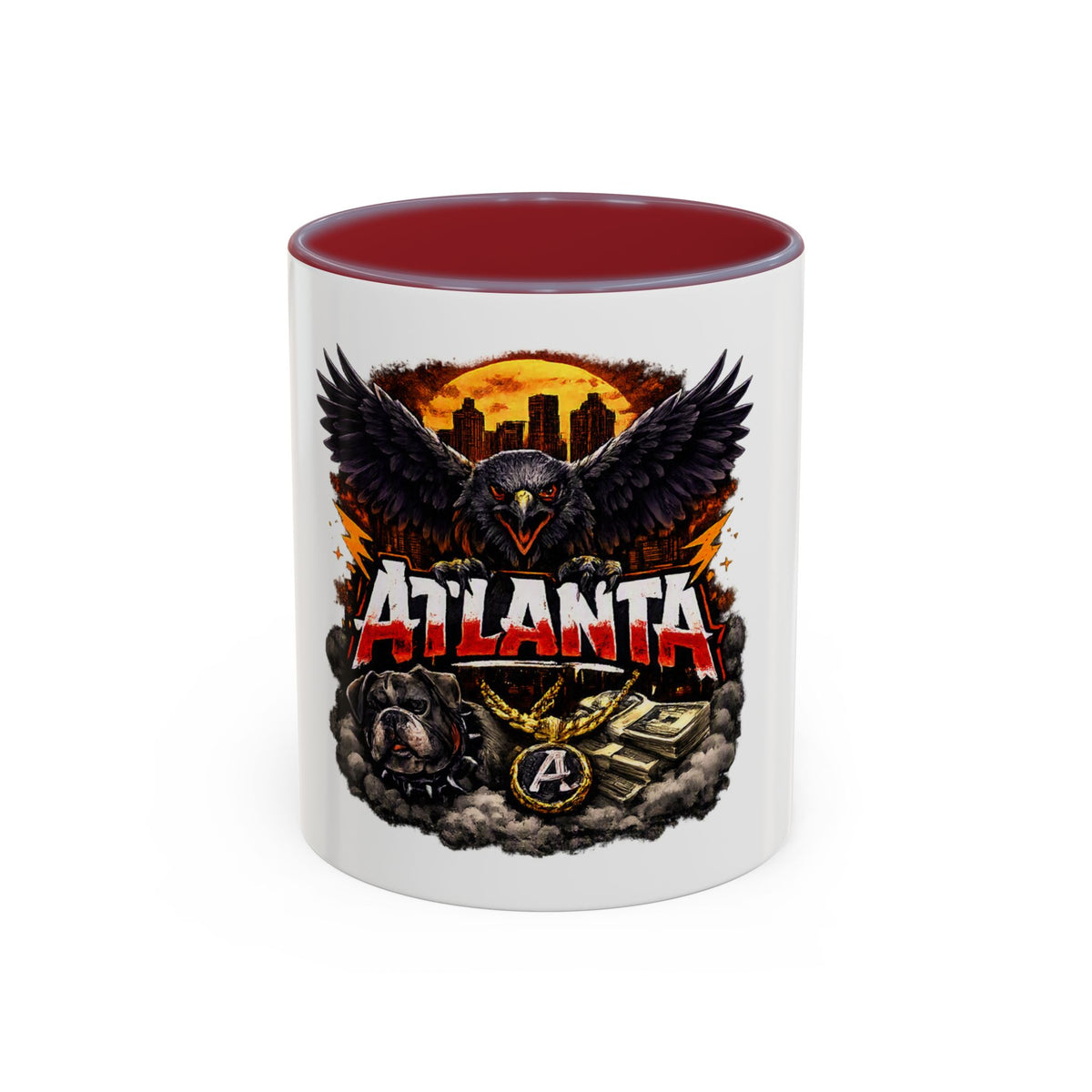 Atlanta Raven Graphic Coffee Mug – City Skyline, Money & Bold Team Vibe (11/15oz)