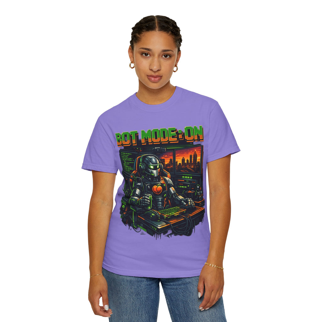 Bot Mode On T-Shirt — Retro Cyberpunk Robot Gamer Tee