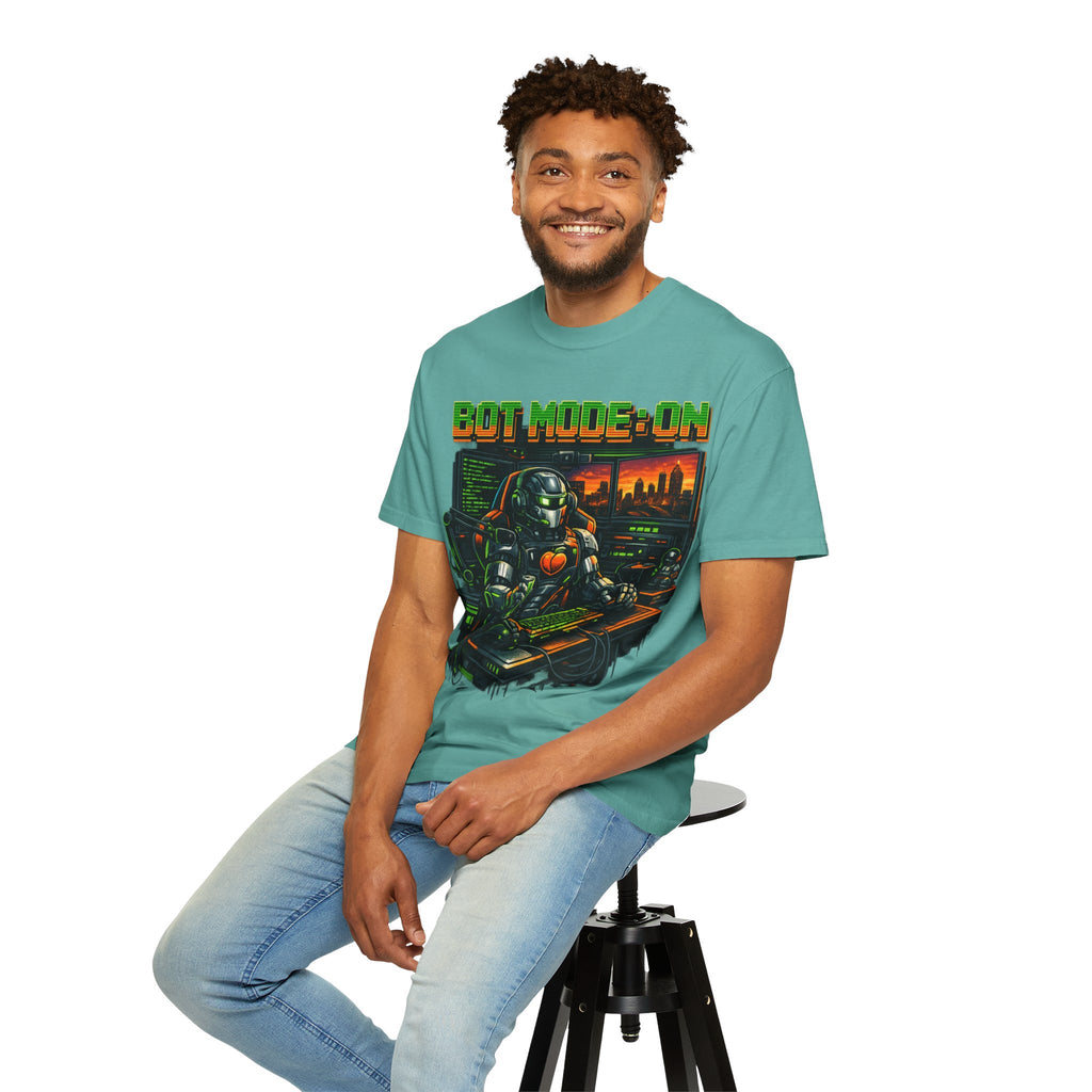 Bot Mode On T-Shirt — Retro Cyberpunk Robot Gamer Tee