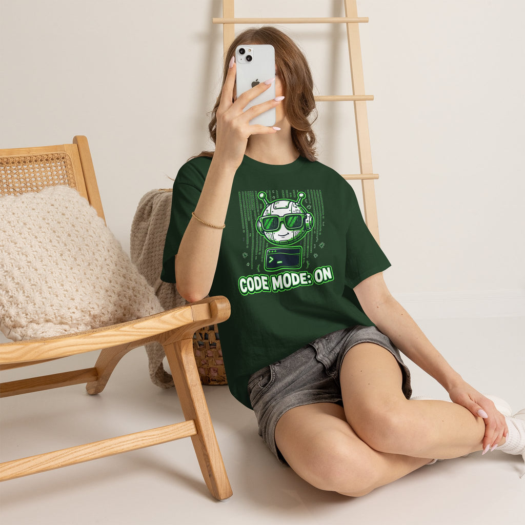 Code Mode On T-Shirt — Funny Programmer Alien Graphic Tee for Developers