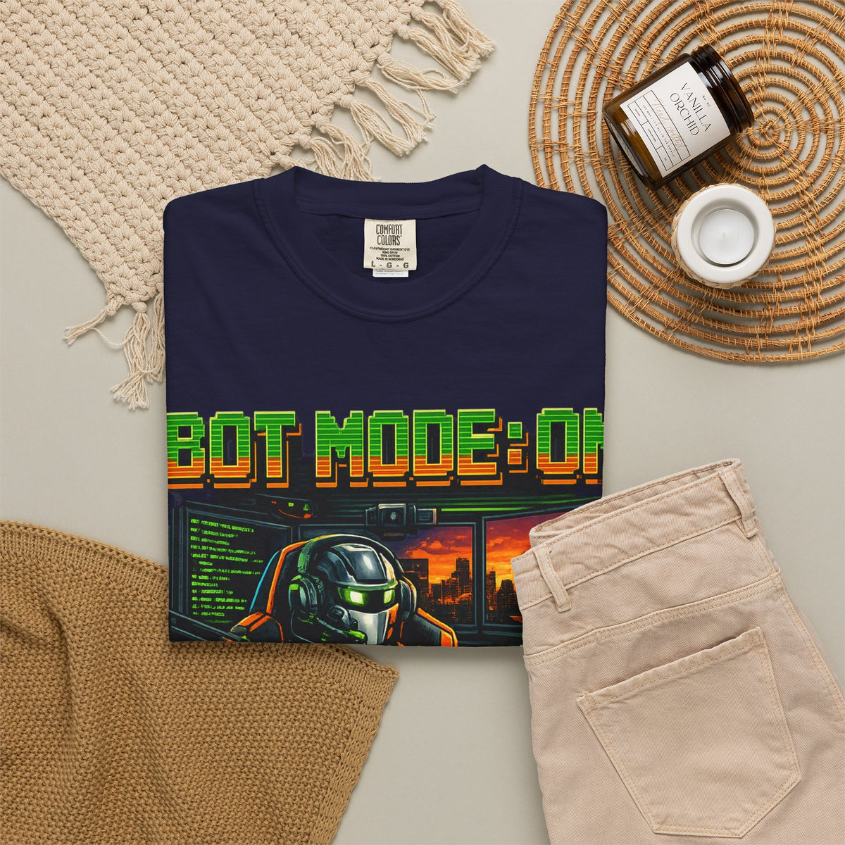 Bot Mode On T-Shirt — Retro Cyberpunk Robot Gamer Tee