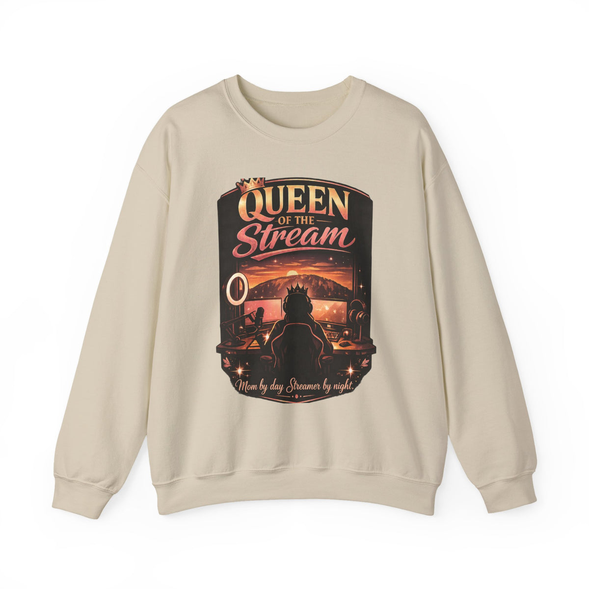 Queen of the Stream Crewneck Sweatshirt — Gamer Streaming Retro Design