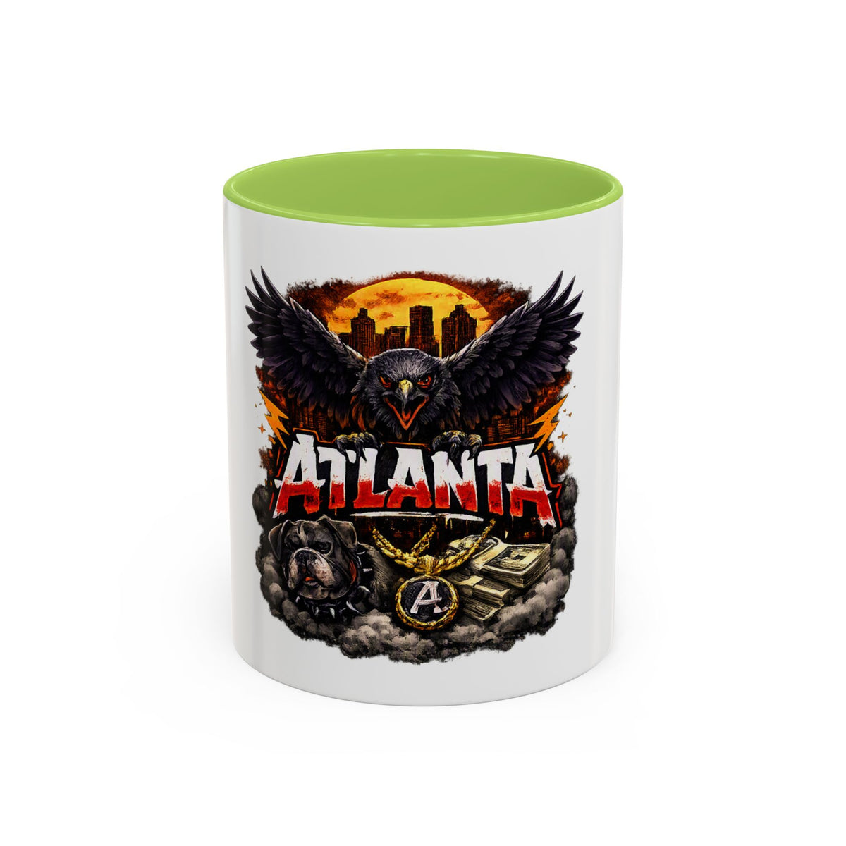 Atlanta Raven Graphic Coffee Mug – City Skyline, Money & Bold Team Vibe (11/15oz)