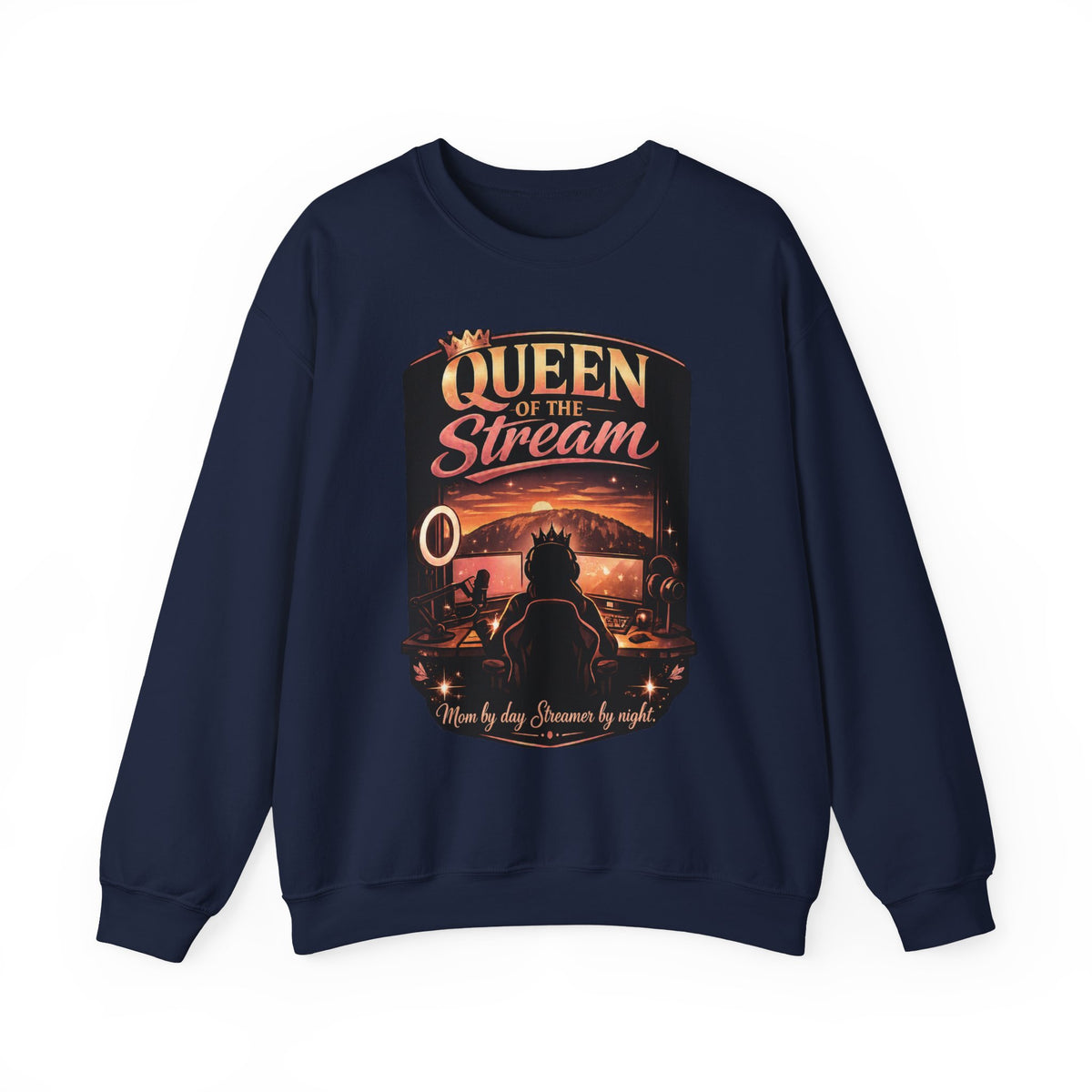 Queen of the Stream Crewneck Sweatshirt — Gamer Streaming Retro Design