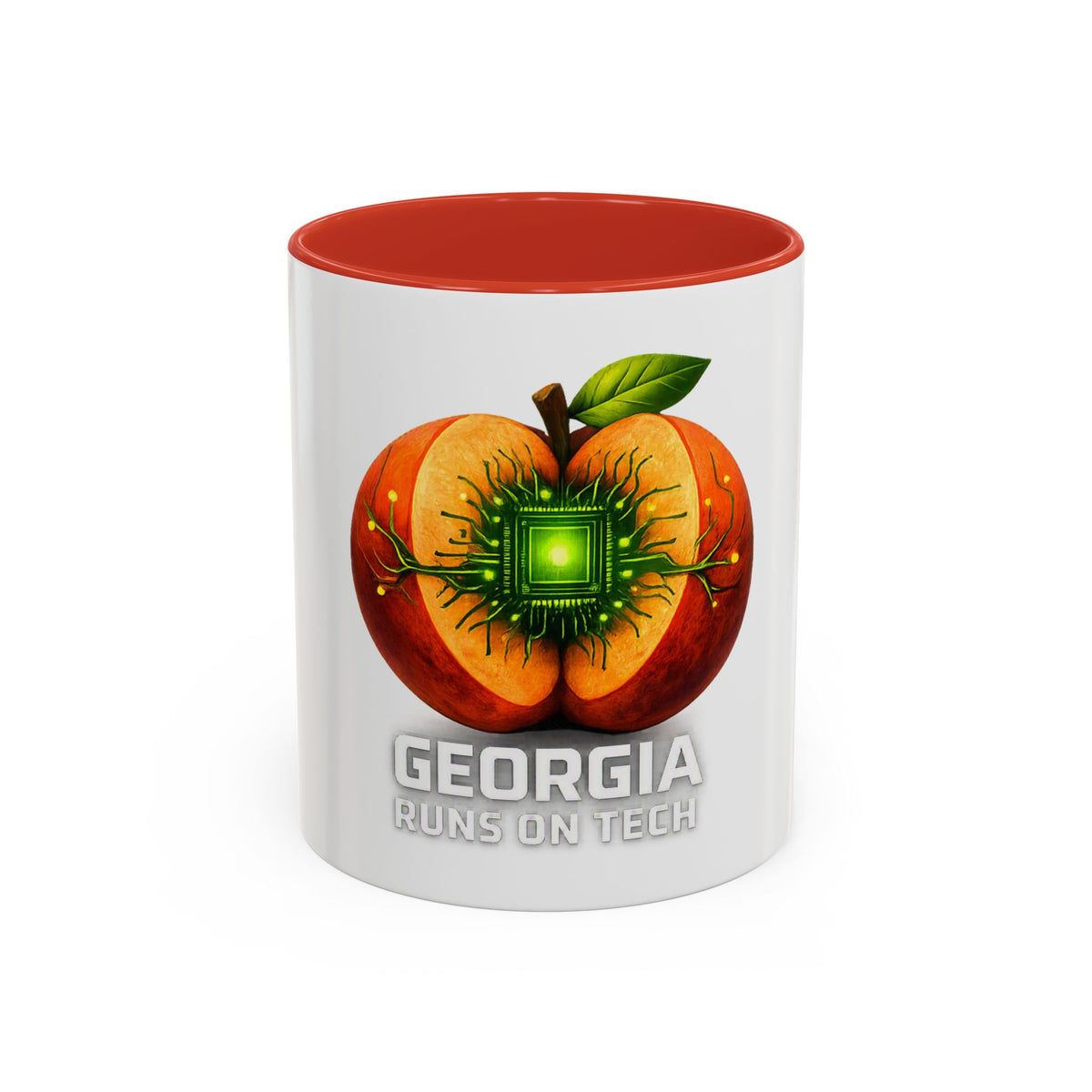 Accent Mug — "Georgia Runs on Tech" Peach Tech Coffee Mug (11/15oz)