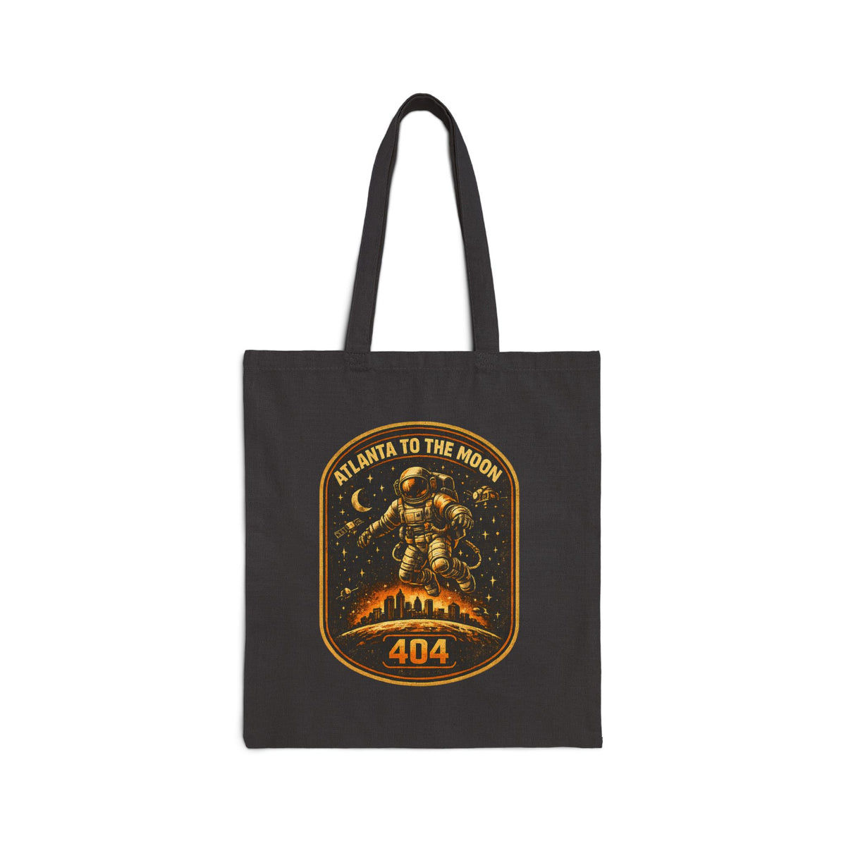 Atlanta To The Moon Canvas Tote Bag — Astronaut Space Patch Graphic