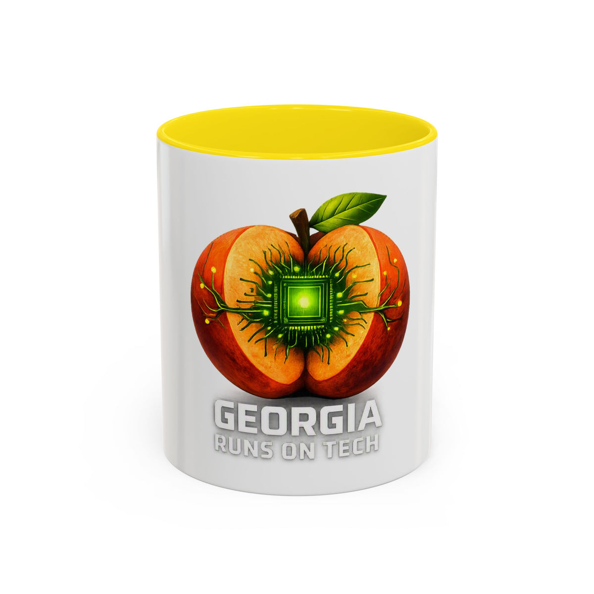 Accent Mug — "Georgia Runs on Tech" Peach Tech Coffee Mug (11/15oz)