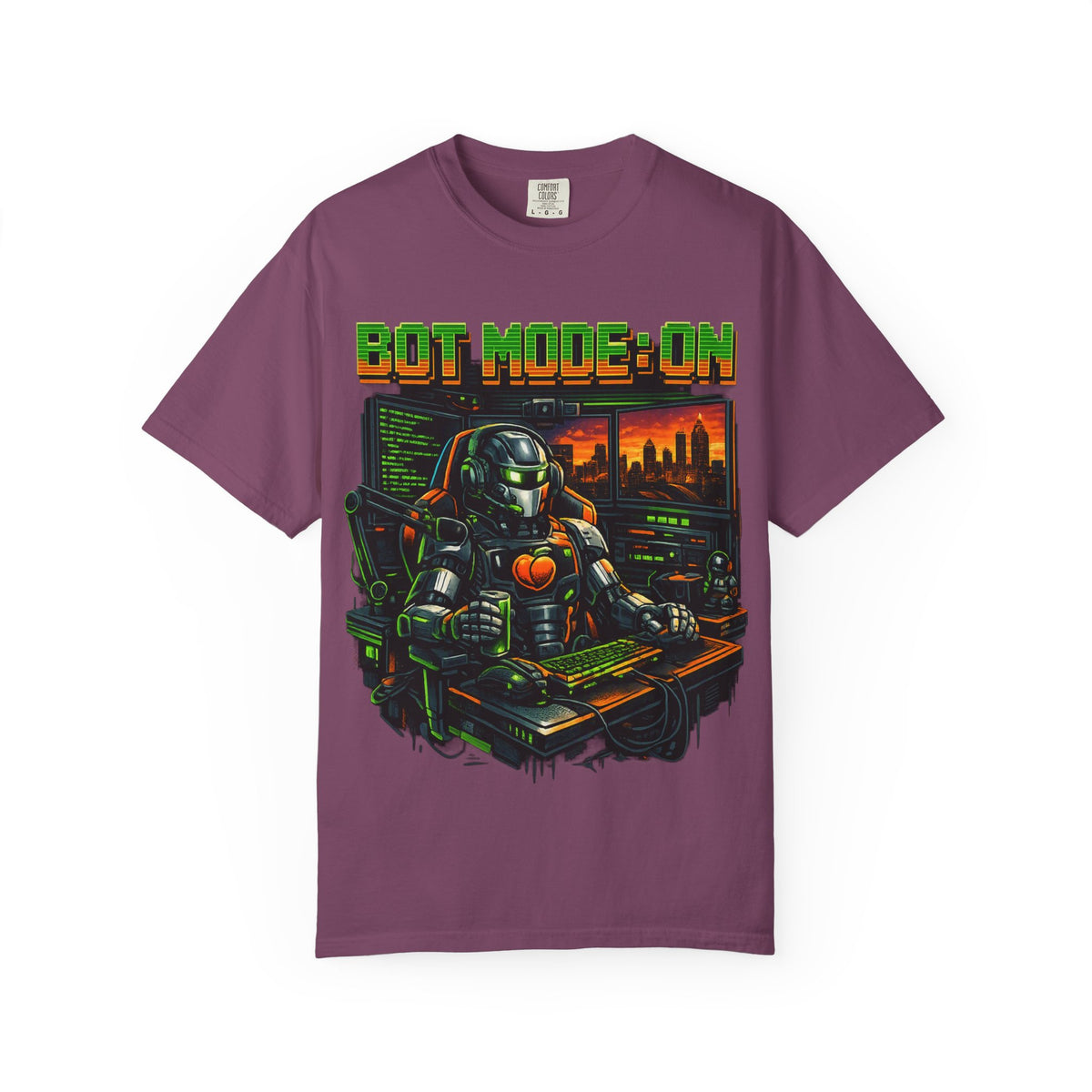 Bot Mode On T-Shirt — Retro Cyberpunk Robot Gamer Tee