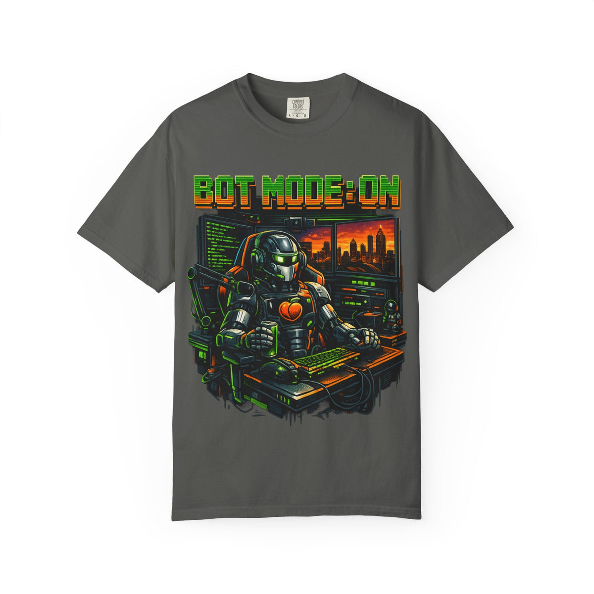 Bot Mode On T-Shirt — Retro Cyberpunk Robot Gamer Tee