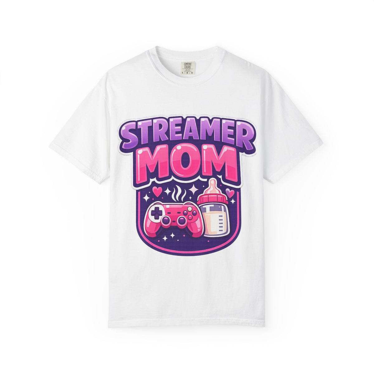 Streamer Mom T-Shirt — Gamer Mom Graphic Tee with Controller & Baby Bottle