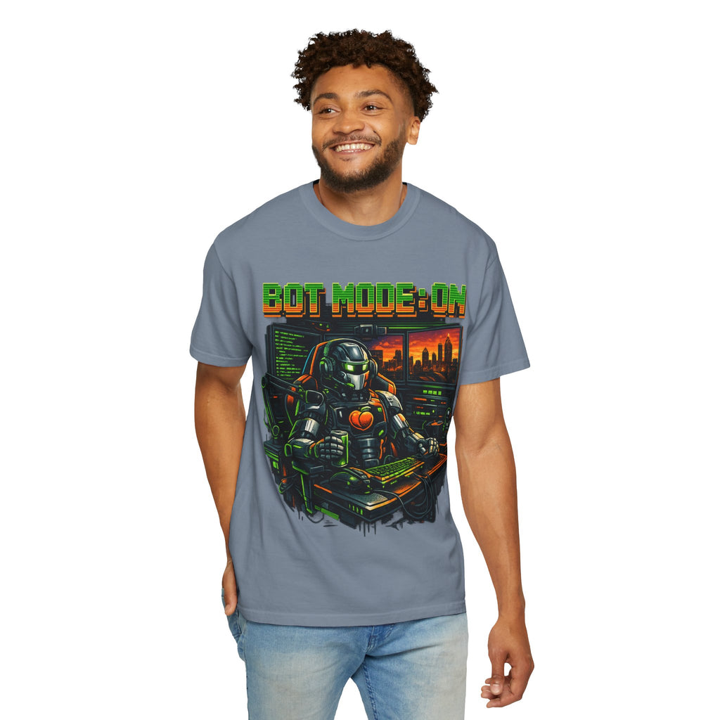 Bot Mode On T-Shirt — Retro Cyberpunk Robot Gamer Tee