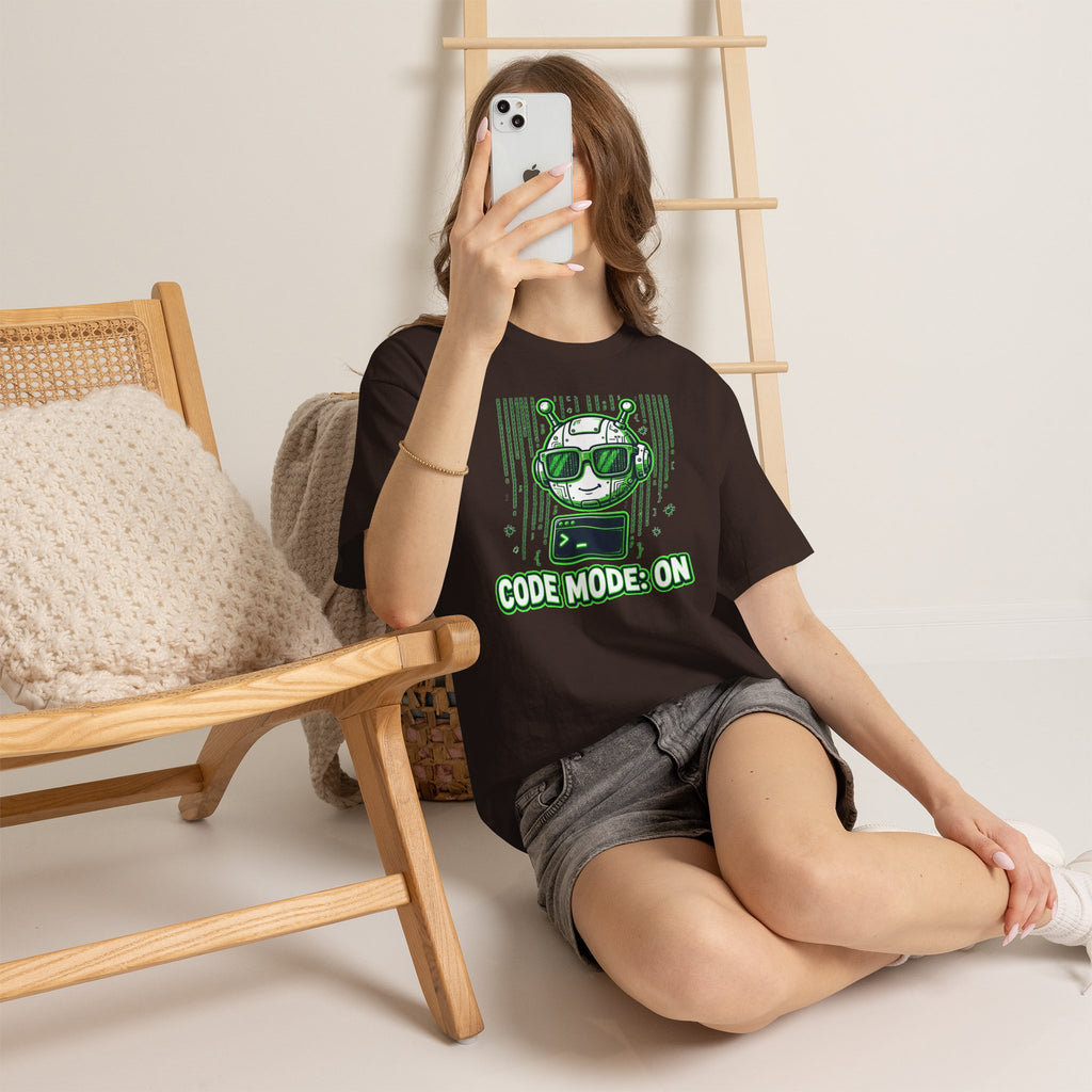 Code Mode On T-Shirt — Funny Programmer Alien Graphic Tee for Developers