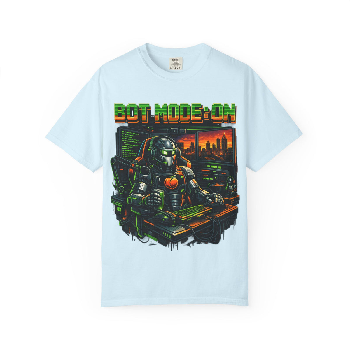 Bot Mode On T-Shirt — Retro Cyberpunk Robot Gamer Tee