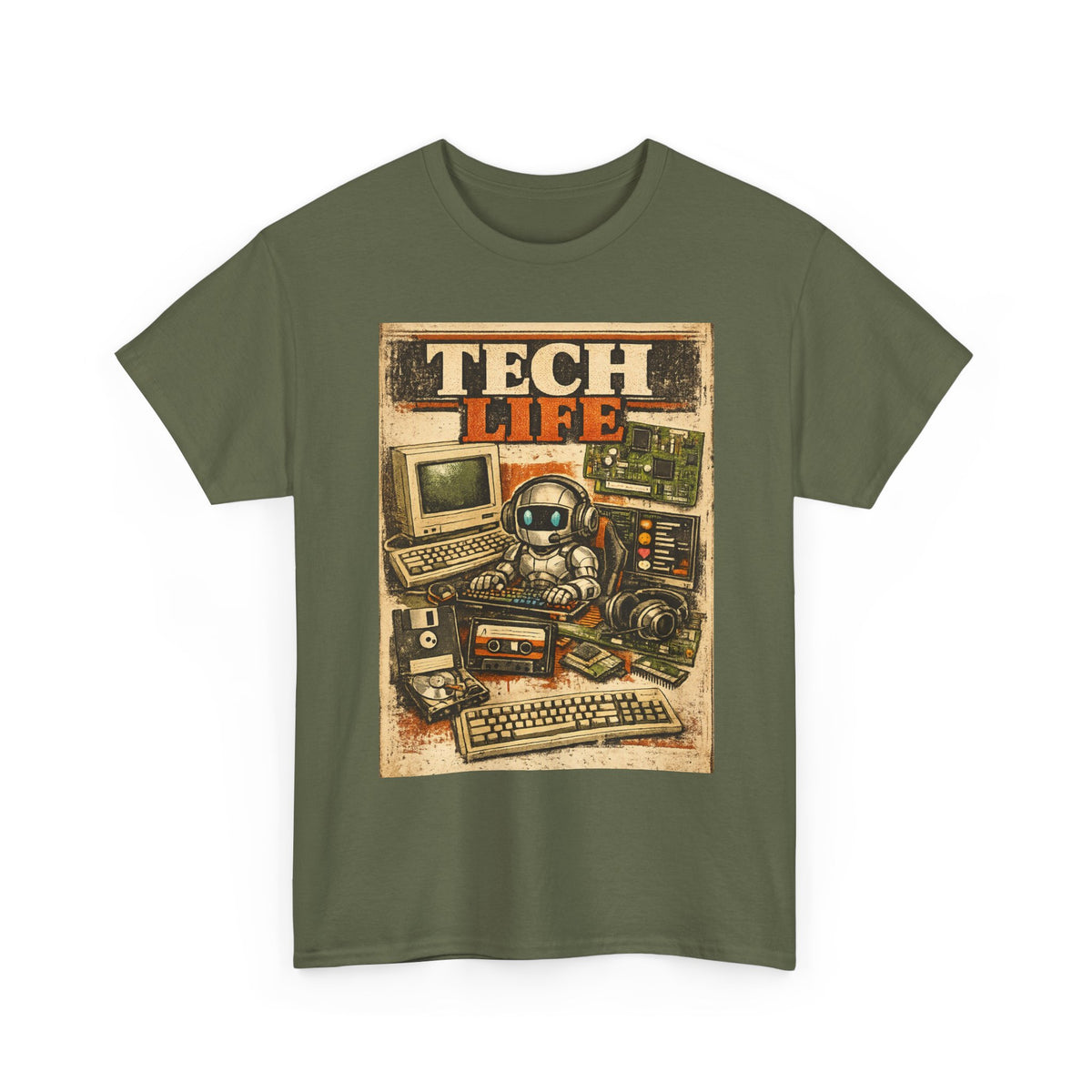 Tech Life T-Shirt — Retro Computer & Gadget Graphic Tee for Geeks