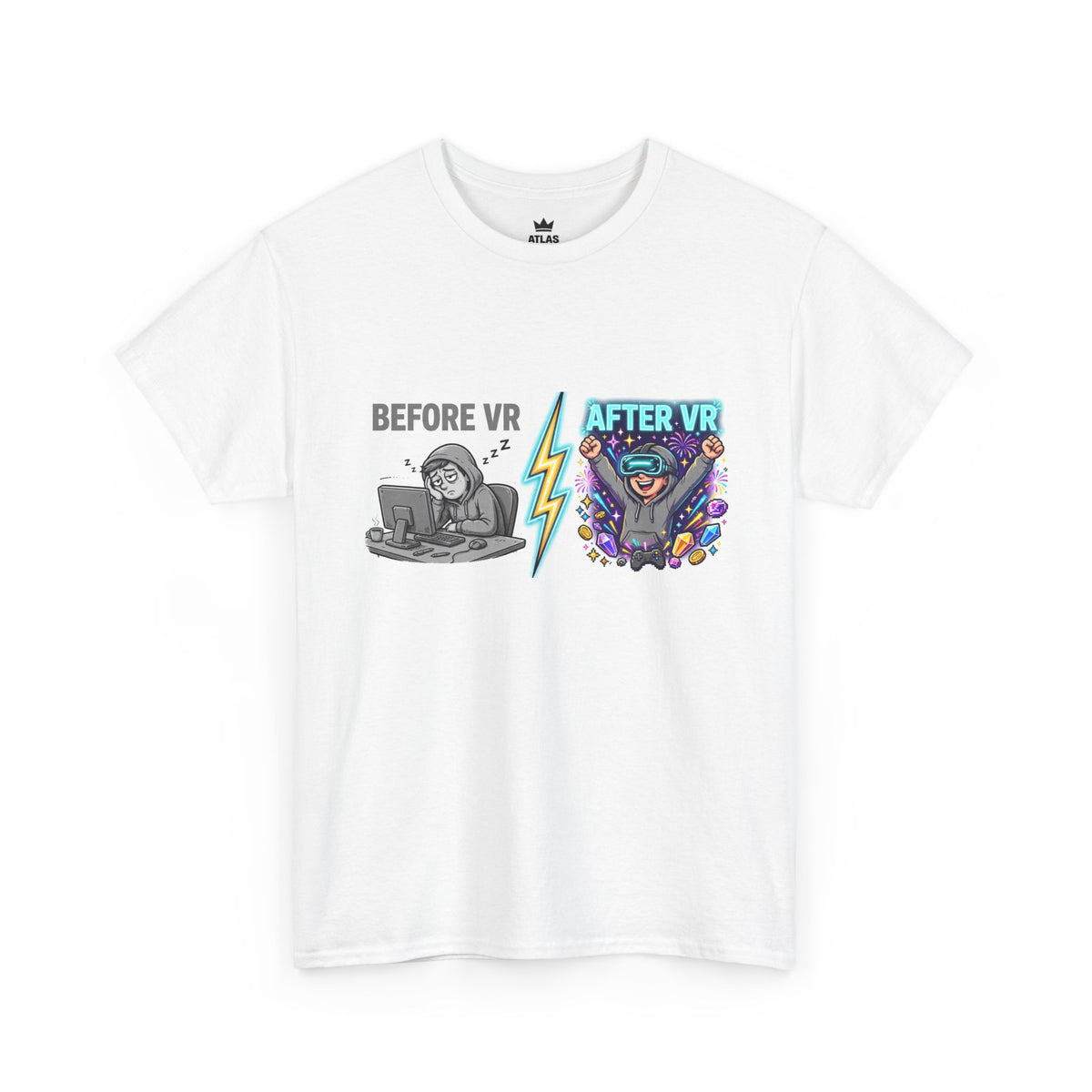 Before VR / After VR T-Shirt — Funny Gamer VR Reality Contrast Tee