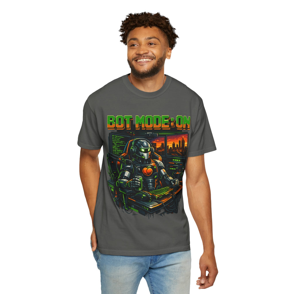 Bot Mode On T-Shirt — Retro Cyberpunk Robot Gamer Tee