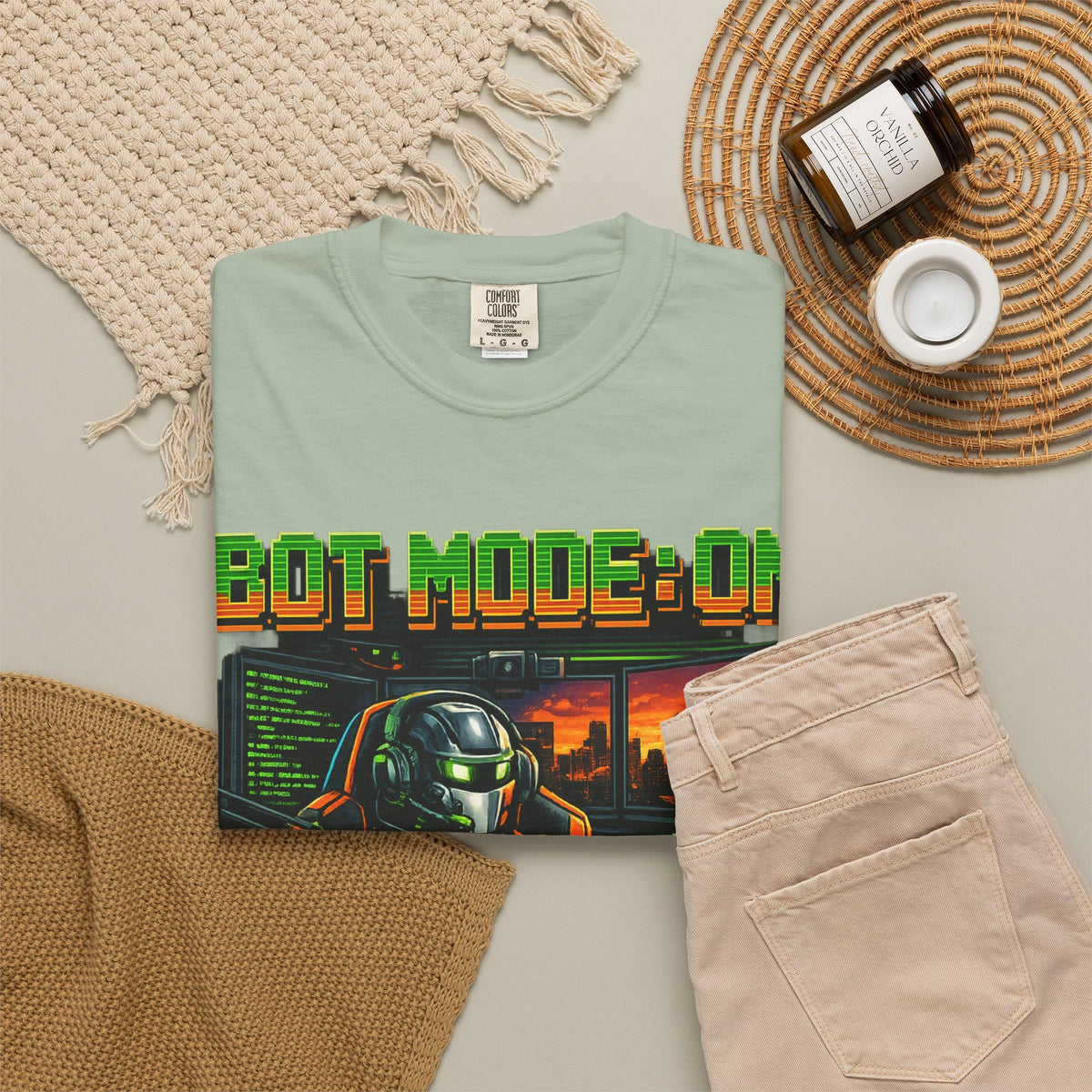 Bot Mode On T-Shirt — Retro Cyberpunk Robot Gamer Tee